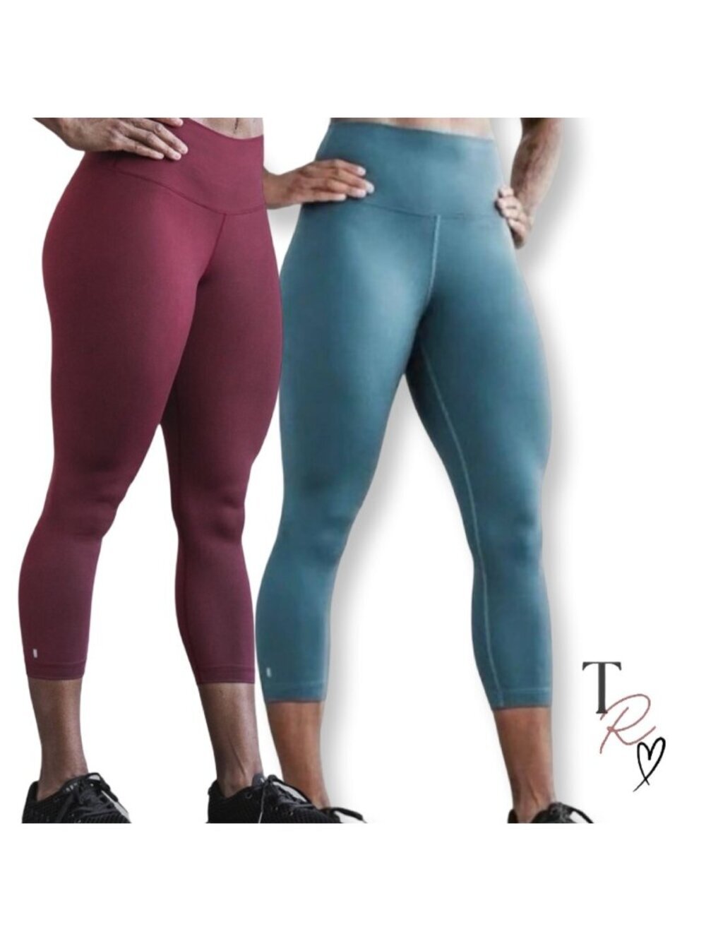 NOBULL Bundle of 2 High Rise Matte Tight Crop Leggings Cabernet Teal Size Small